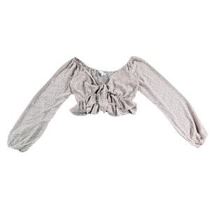 Princess Polly Women’s Pink Floral Tie Front Crop Top Plunge Neckline Size 4